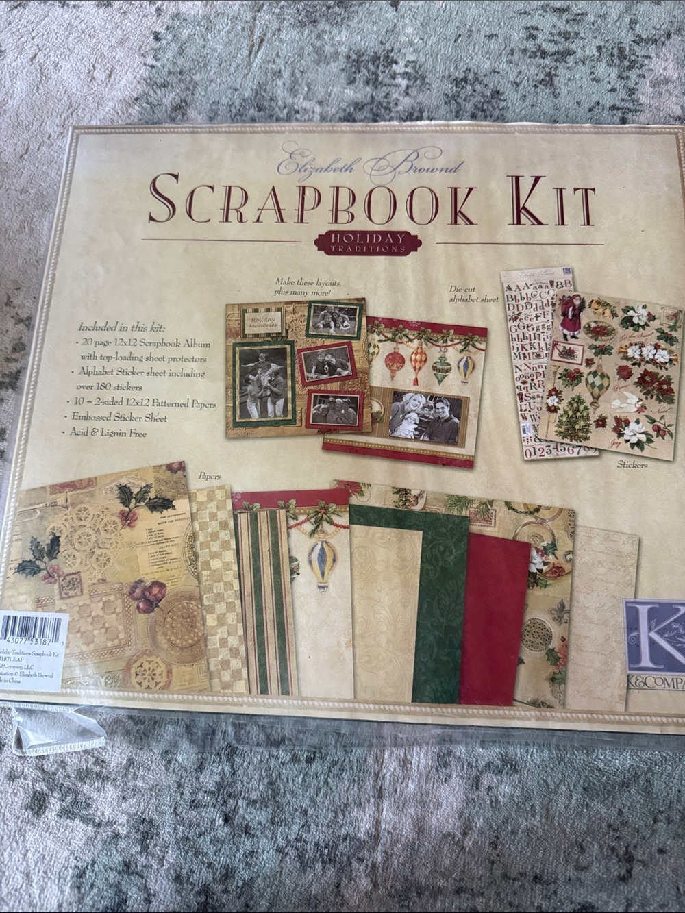 Elizabeth Brownd Holiday Traditions Scrapbook Kit NO STICKERS